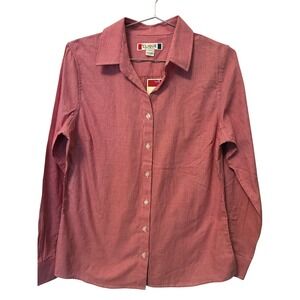 Clique Womens Red White Gingham Button Down Shirt Long Sleeve LG